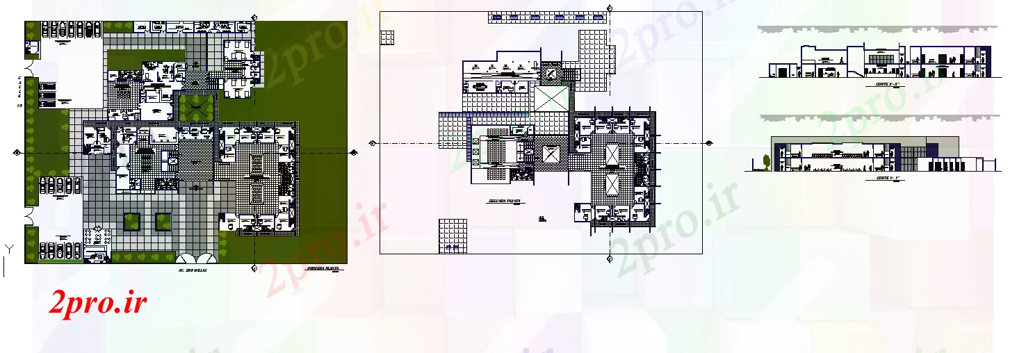 دانلود نقشه بیمارستان - درمانگاه - کلینیک Helth جزئیات مرکز 61 در 62 متر (کد51835)