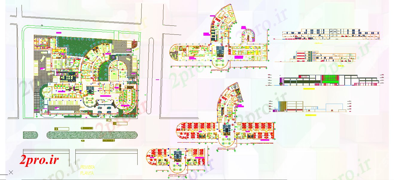 دانلود نقشه بیمارستان - درمانگاه - کلینیک طراحی بیمارستان ساده 36 در 109 متر (کد51847)