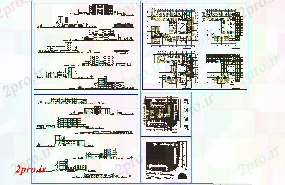 دانلود نقشه مسکونی ، ویلایی ، آپارتمان بیمارستان طراحی 90 تخت 45 در 35 متر (کد51873)