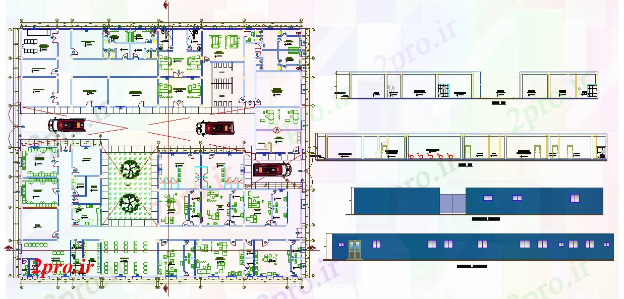 دانلود نقشه بیمارستان - درمانگاه - کلینیک پروژه طرحی بیمارستان 38 در 43 متر (کد51886)