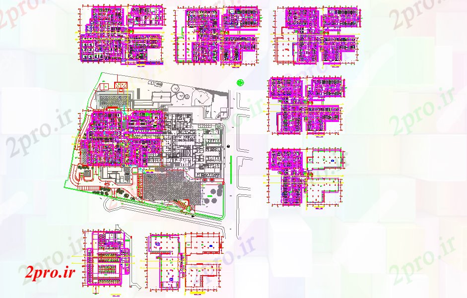 دانلود نقشه ساختمان مرتفعساختمان های بلند بیمارستان 34 در 46 متر (کد51889)