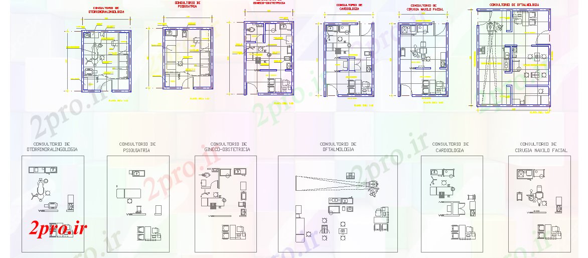 دانلود نقشه بیمارستان - درمانگاه - کلینیک طراحی بیمارستان 5 در 7 متر (کد51915)