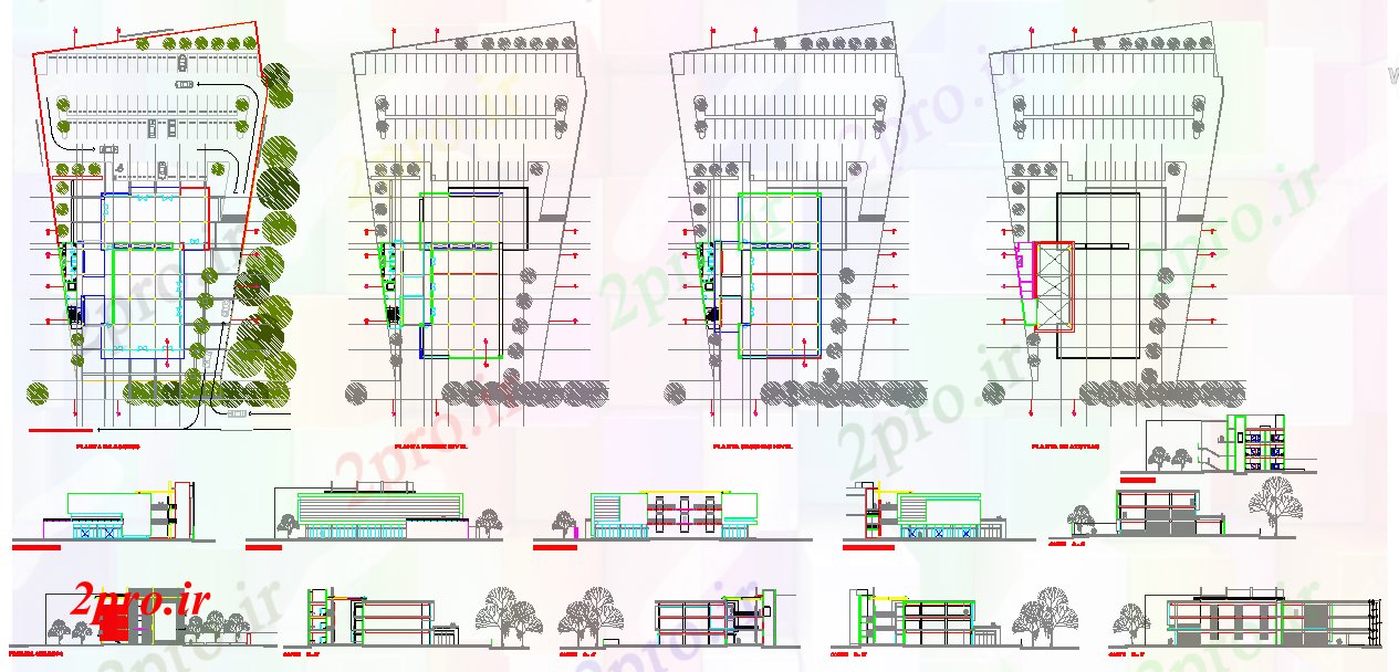 دانلود نقشه هتل - رستوران - اقامتگاه نما رستوران و طراحی طرح 37 در 43 متر (کد51930)
