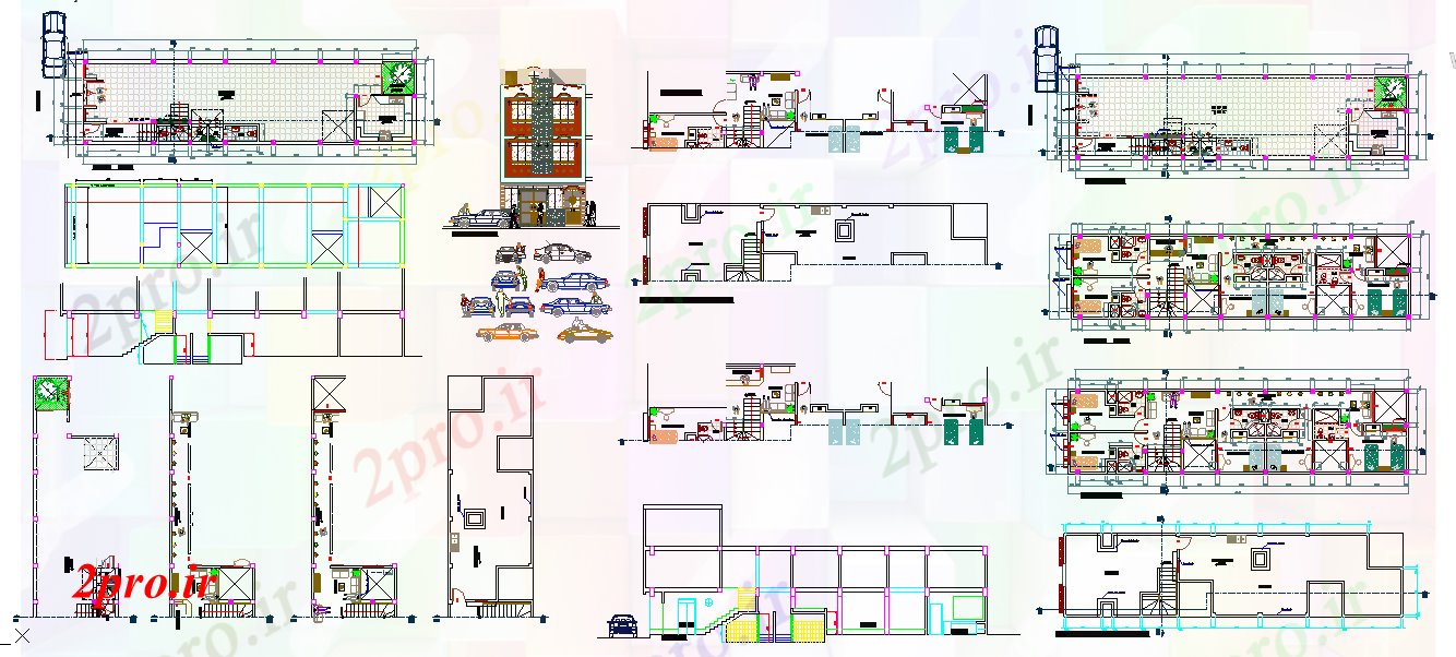 دانلود نقشه هتل - رستوران - اقامتگاه طراحی رستوران کوچک 6 در 23 متر (کد51935)