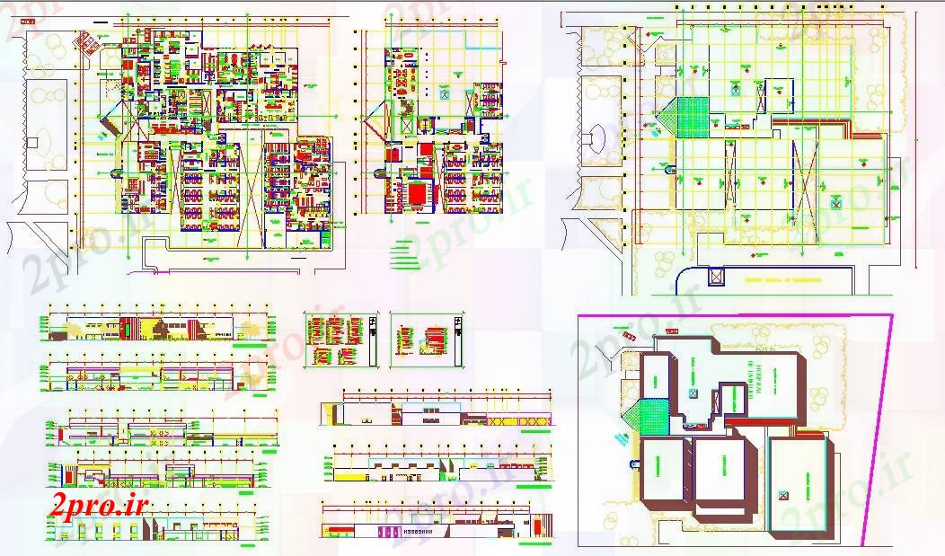 دانلود نقشه بیمارستان - درمانگاه - کلینیک ظرفیت بیمارستان در 36 تخت 86 در 90 متر (کد51958)