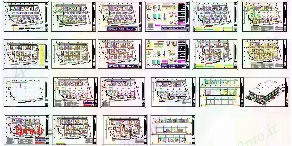 دانلود نقشه هتل - رستوران - اقامتگاه هتل پروژه طراحی 18 در 30 متر (کد51980)