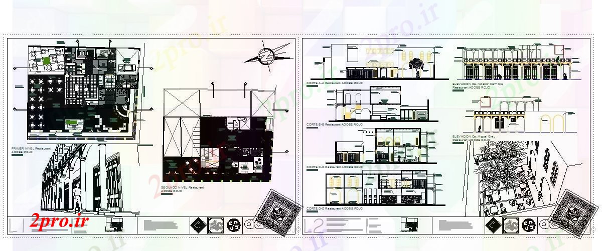 دانلود نقشه هتل - رستوران - اقامتگاه طرحی جدید رستوران طراحی برای 24 در 32 متر (کد52033)