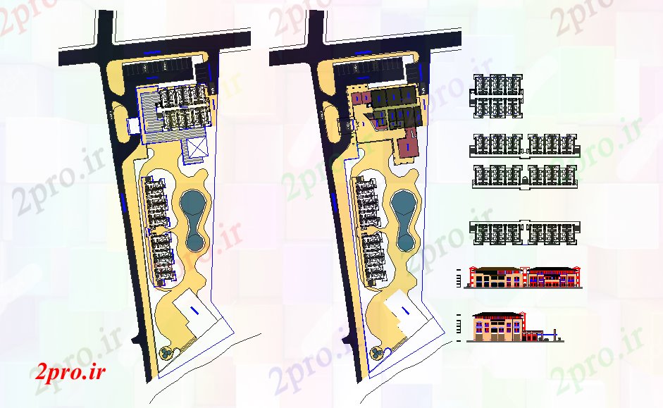 دانلود نقشه هتل - رستوران - اقامتگاه پروژه هتل ساحل 22 در 24 متر (کد52040)