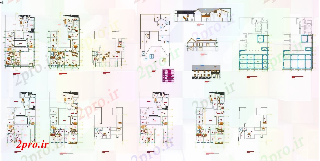 دانلود نقشه مسکونی ، ویلایی ، آپارتمان عماری خانه طرحی جزئیات 20 در 36 متر (کد52045)
