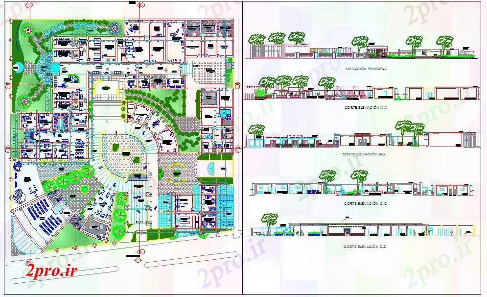 دانلود نقشه بیمارستان - درمانگاه - کلینیک طرحی جزئیات پروژه بیمارستان عمومی 61 در 66 متر (کد52055)