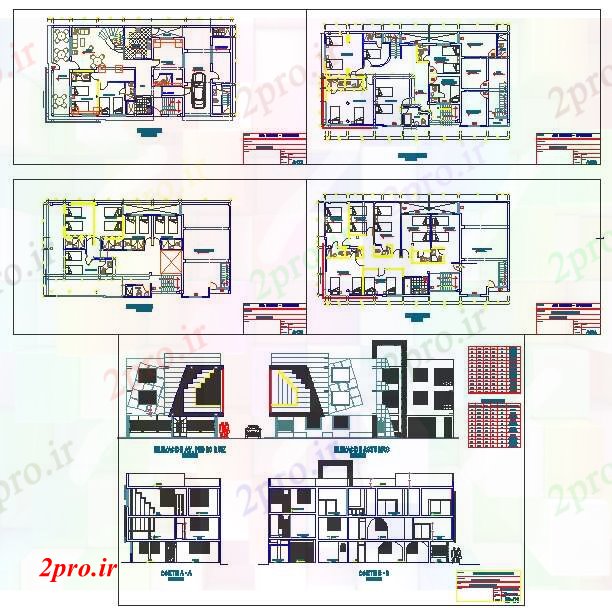 دانلود نقشه هتل - رستوران - اقامتگاه پروژه Hotel کلاس بالا 10 در 20 متر (کد52058)