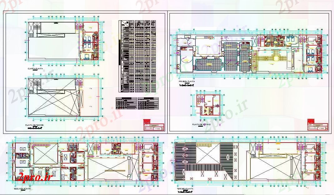دانلود نقشه دانشگاه ، آموزشکده ، مدرسه ، هنرستان ، خوابگاه - پروژه خوابگاه مدرسه 13 در 52 متر (کد52062)