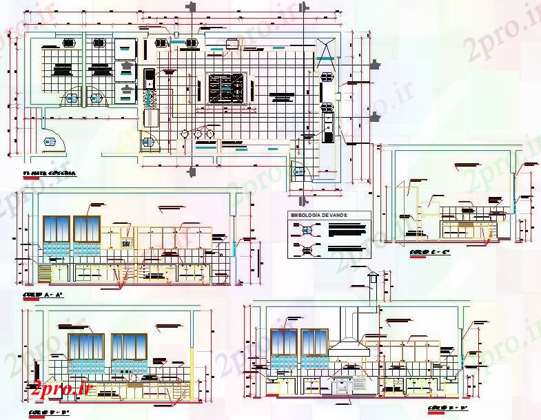 دانلود نقشه آشپزخانه پروژه رستوران آشپزخانه (کد52076)