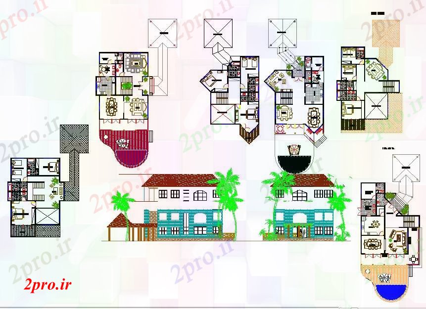دانلود نقشه هتل - رستوران - اقامتگاه پروژه طرحی خانه گردشگری 10 در 16 متر (کد52080)