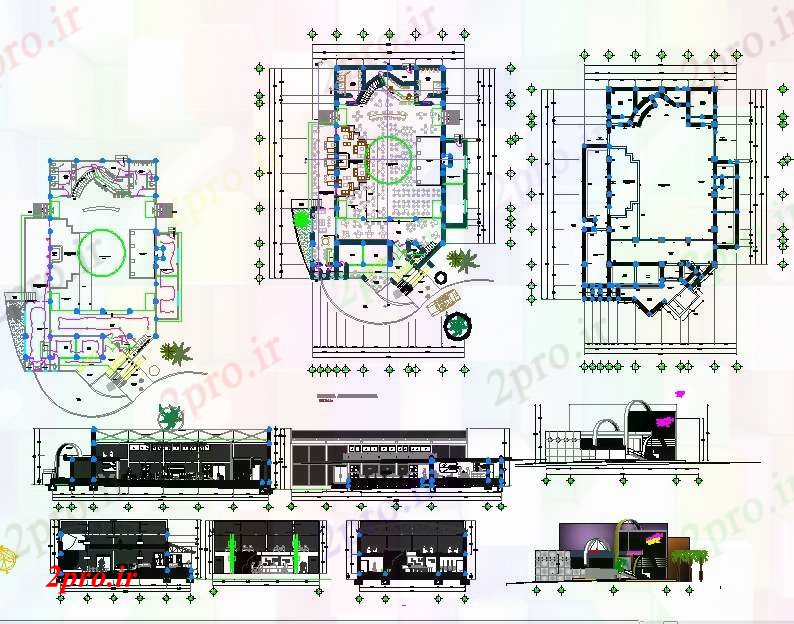 دانلود نقشه هتل - رستوران - اقامتگاه پروژه طرحی رستوران 22 در 30 متر (کد52095)