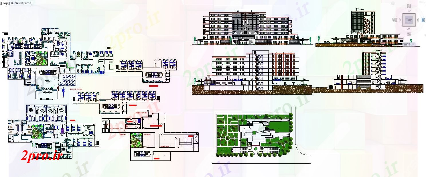 دانلود نقشه بیمارستان - درمانگاه - کلینیک بیمارستان عمومی 120 تخت طبقه 26 در 54 متر (کد52110)