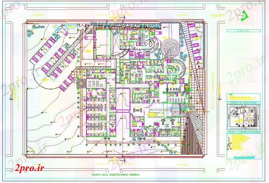 دانلود نقشه بیمارستان - درمانگاه - کلینیک طرحی پروژه بیمارستان 75 در 85 متر (کد52126)