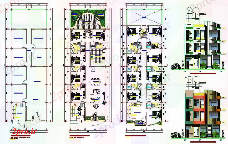دانلود نقشه مسکونی ، ویلایی ، آپارتمان خانه پروژه طراحی 8 در 25 متر (کد52154)