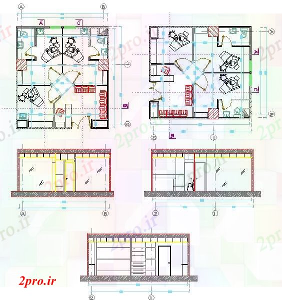 دانلود نقشه بیمارستان - درمانگاه - کلینیک کلینیک دندانپزشکی طراحی 6 در 7 متر (کد52165)