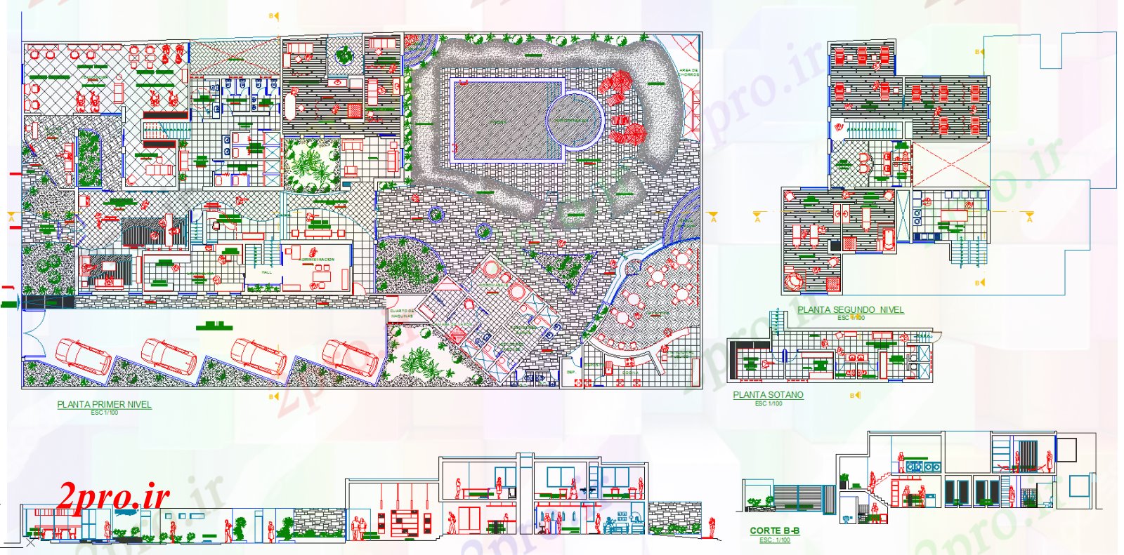 دانلود نقشه هایپر مارکت - مرکز خرید - فروشگاه جزئیات سالن زیبایی طرحی اتاق 26 در 49 متر (کد52235)
