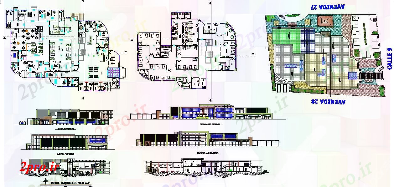 دانلود نقشه بیمارستان - درمانگاه - کلینیک کلینیک تخصصی پزشکی 30 در 43 متر (کد52256)