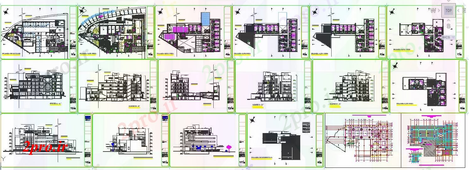 دانلود نقشه هتل - رستوران - اقامتگاه هتل طراحی مدرن 25 در 61 متر (کد52264)
