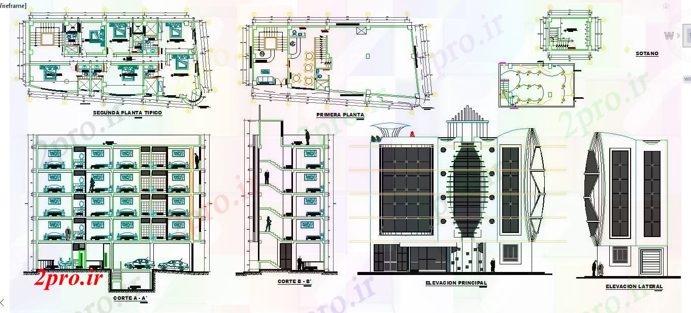 دانلود نقشه هتل - رستوران - اقامتگاه مدرن هتل طراحی داخلی 8 در 19 متر (کد52267)