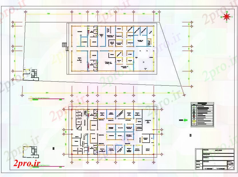 دانلود نقشه دانشگاه ، آموزشکده ، موسسه - طرحی پروژه آزمایشگاه 16 در 29 متر (کد52270)