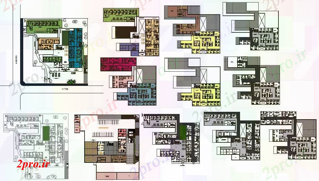 دانلود نقشه بیمارستان - درمانگاه - کلینیک بیمارستان کامل تجهیزات جزئیات 54 در 61 متر (کد52272)