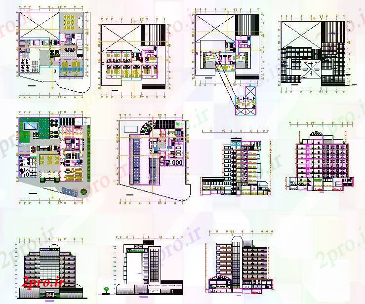 دانلود نقشه هتل - رستوران - اقامتگاه ستاره مدرن طراحی هتل 49 در 50 متر (کد52277)