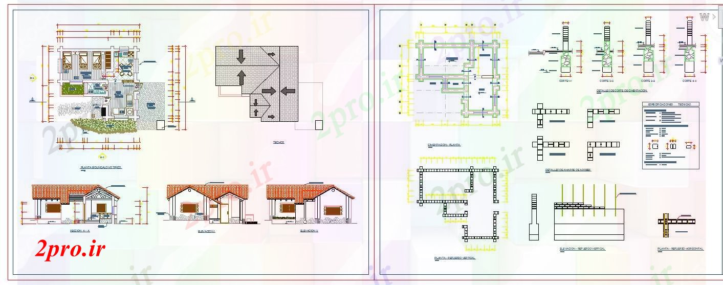 دانلود نقشه خانه های کوچک ، نگهبانی ، سازمانی - طرحی جزئیات مدرن ویلایی 9 در 9 متر (کد52289)