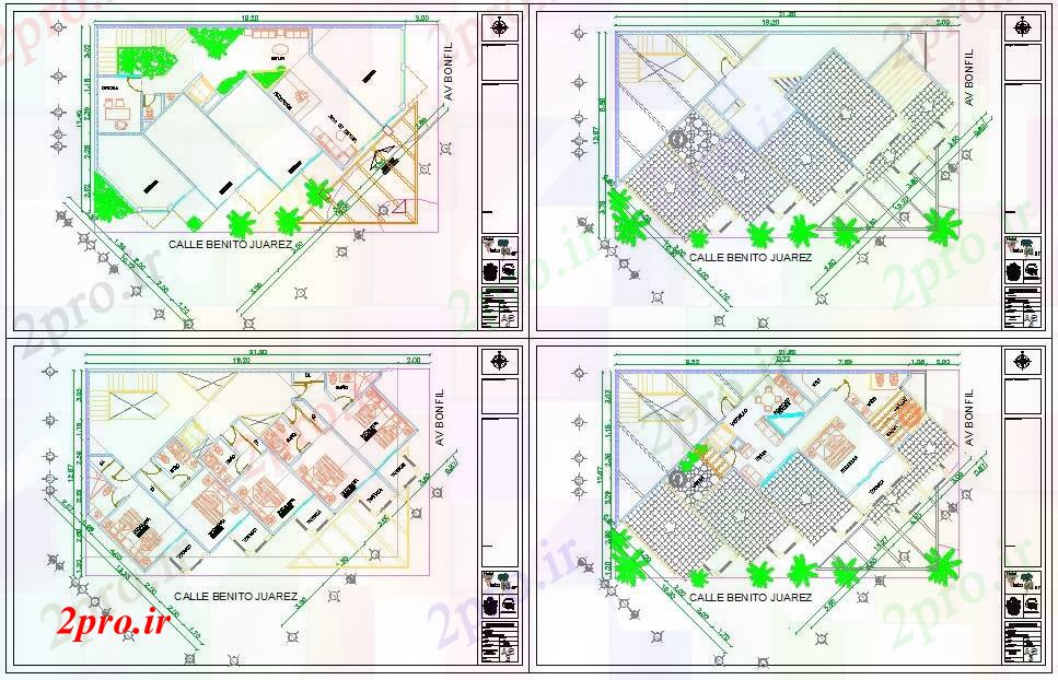 دانلود نقشه هتل - رستوران - اقامتگاه طراحی هتل مدرن 13 در 21 متر (کد52297)