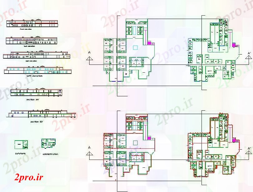 دانلود نقشه بیمارستان - درمانگاه - کلینیک پروژه بیمارستان 70 در 83 متر (کد52335)