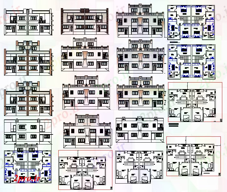دانلود نقشه مسکونی ، ویلایی ، آپارتمان طراحی جزئیات دوبلکس صفحه اصلی نمای 11 در 15 متر (کد52386)