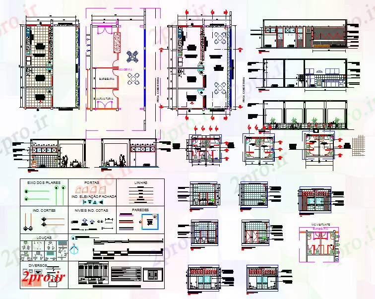 دانلود نقشه هتل - رستوران - اقامتگاه طرحی جزئیات رستوران با حمام 7 در 12 متر (کد52399)
