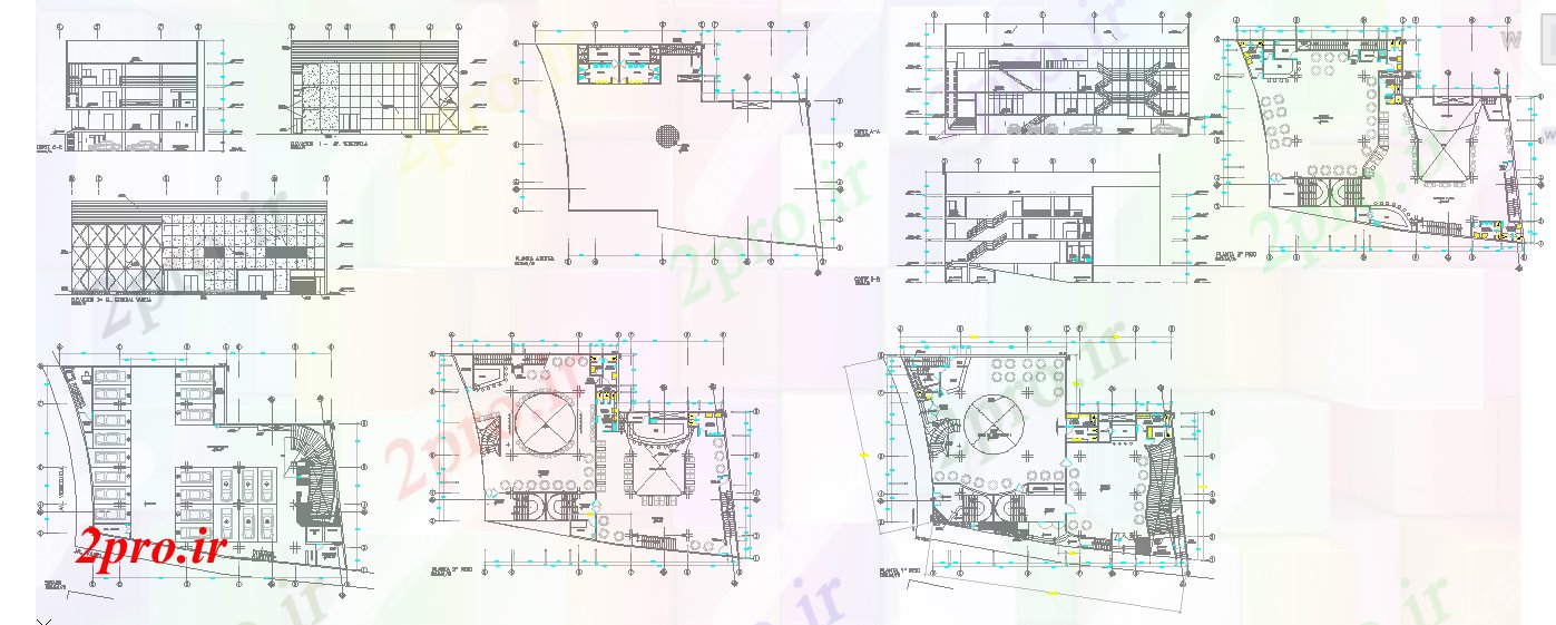 دانلود نقشه هتل - رستوران - اقامتگاه مدرن طرحی رستوران بزرگ 24 در 36 متر (کد52409)