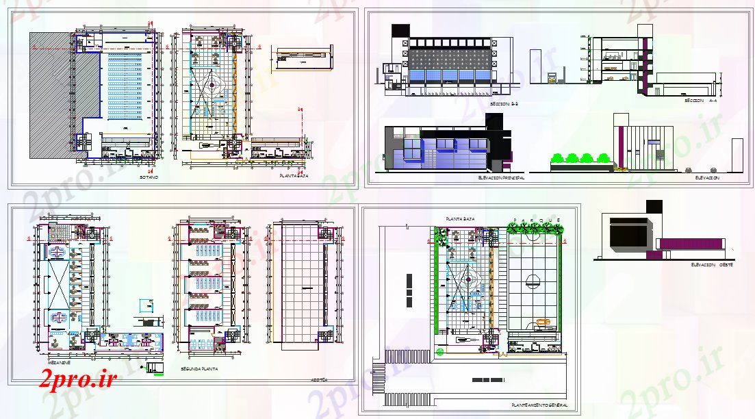 دانلود نقشه دانشگاه ، آموزشکده ، موسسه - طرحی کلاژ ساختمان 18 در 24 متر (کد52420)