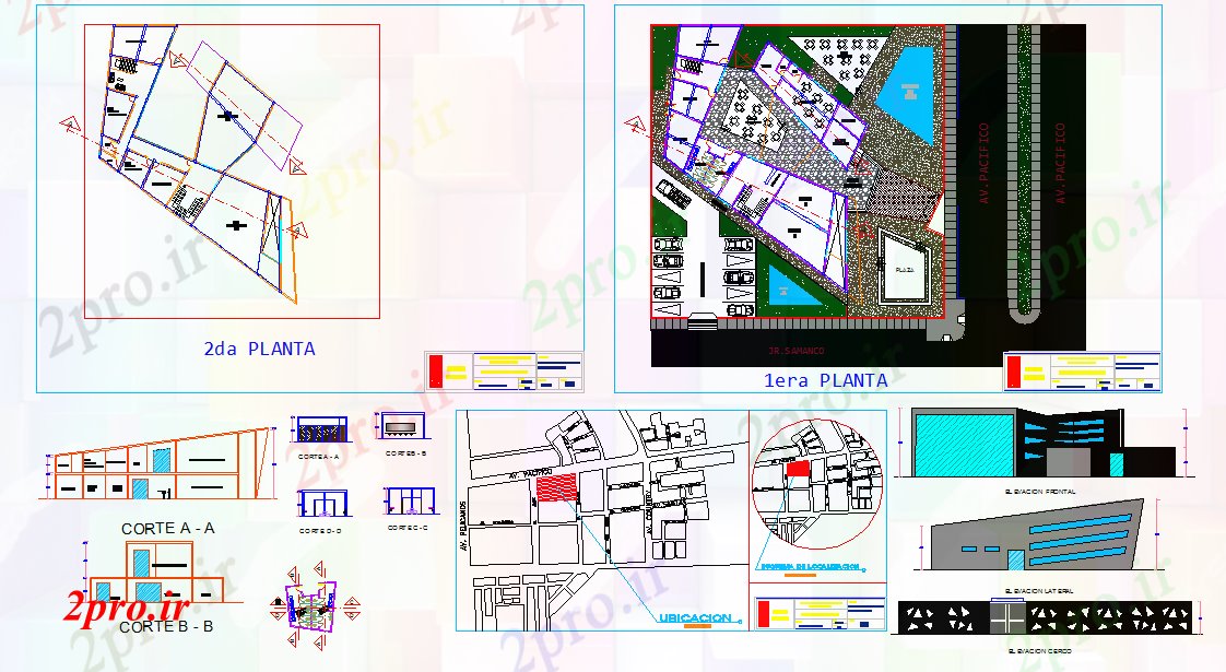 دانلود نقشه هتل - رستوران - اقامتگاه هتل با رستوران طراحی 31 در 41 متر (کد52427)