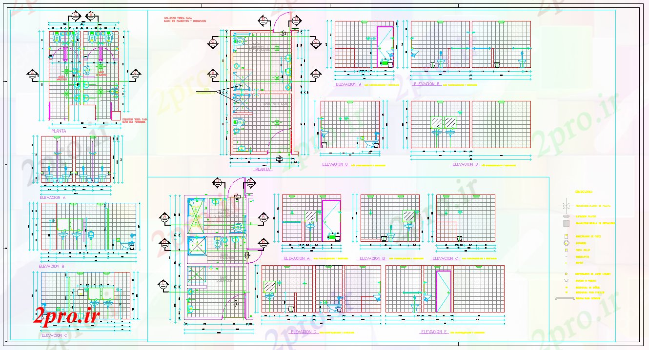 دانلود نقشه بلوک حمام و توالتحمام و سرویس بهداشتی برای بیماران   جزئیات  (کد52431)