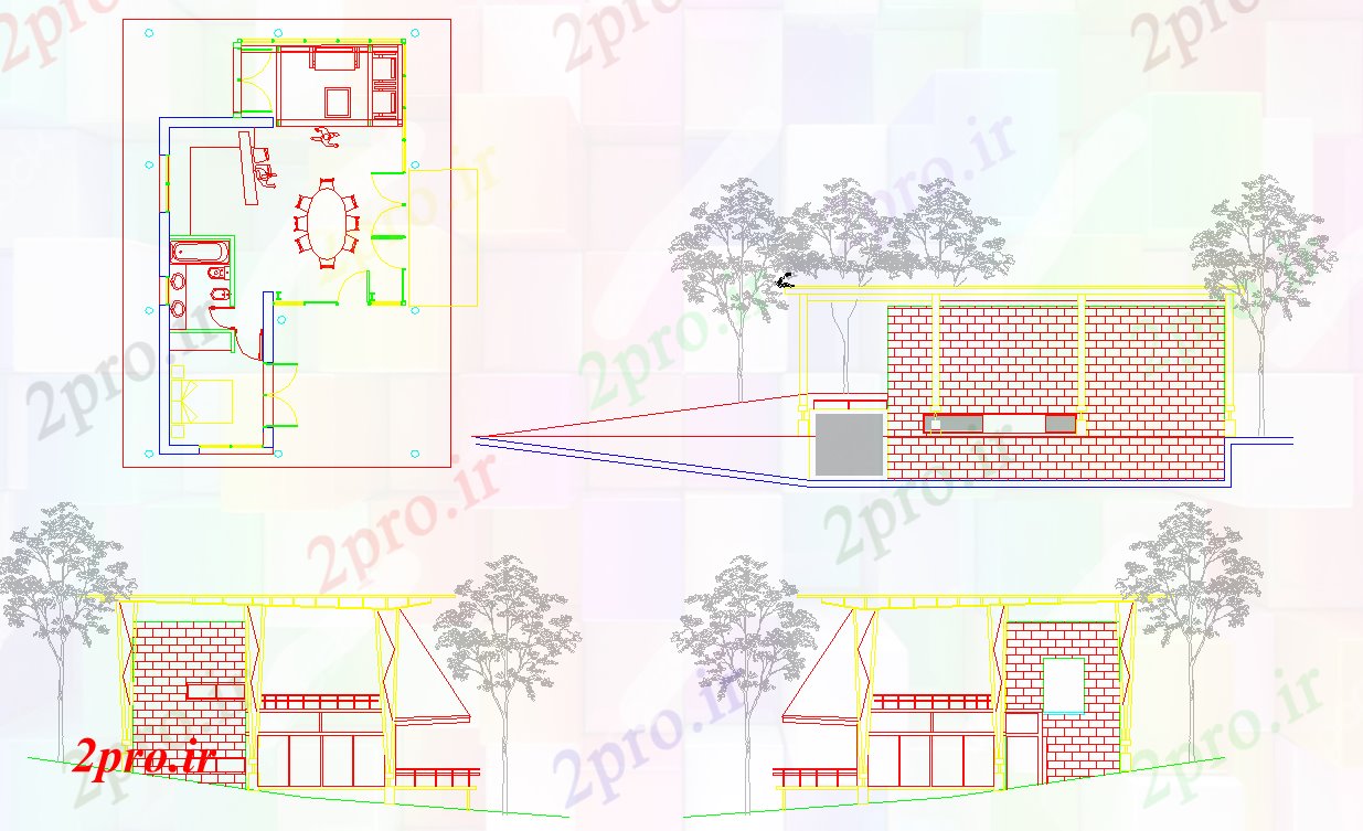 دانلود نقشه مسکونی ، ویلایی ، آپارتمان طرحی تنها فروشگاه خانه 8 در 13 متر (کد52475)