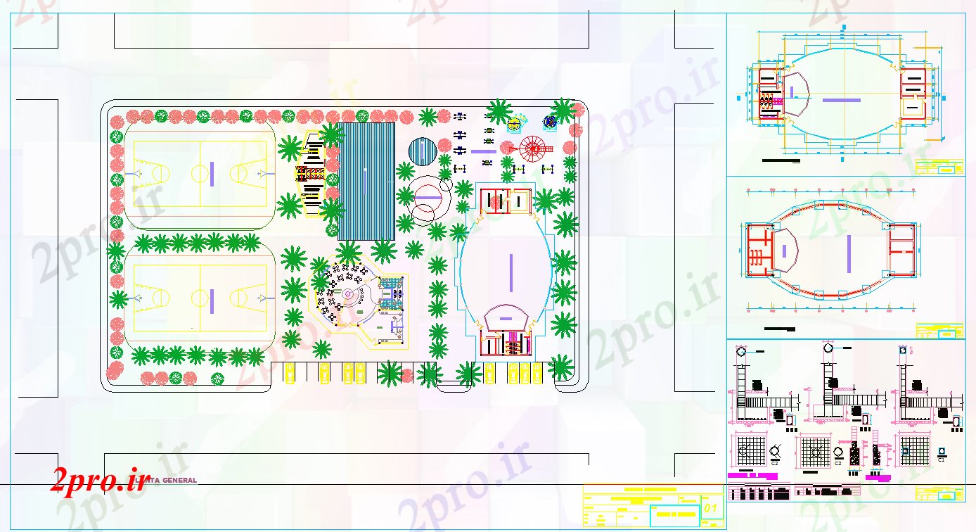 دانلود نقشه هایپر مارکت - مرکز خرید - فروشگاه تفریحی جزئیات پیچیده 19 در 35 متر (کد52477)