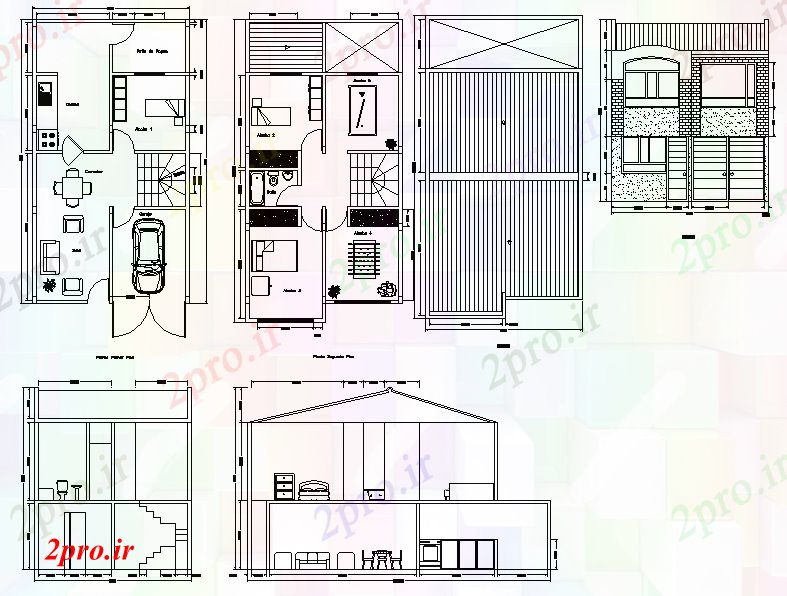 دانلود نقشه مسکونی ، ویلایی ، آپارتمان خانه طراحی 5 در 10 متر (کد52500)