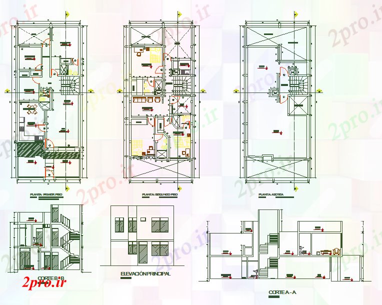 دانلود نقشه مسکونی ، ویلایی ، آپارتمان طراحی خانه مدرن 7 در 18 متر (کد52501)