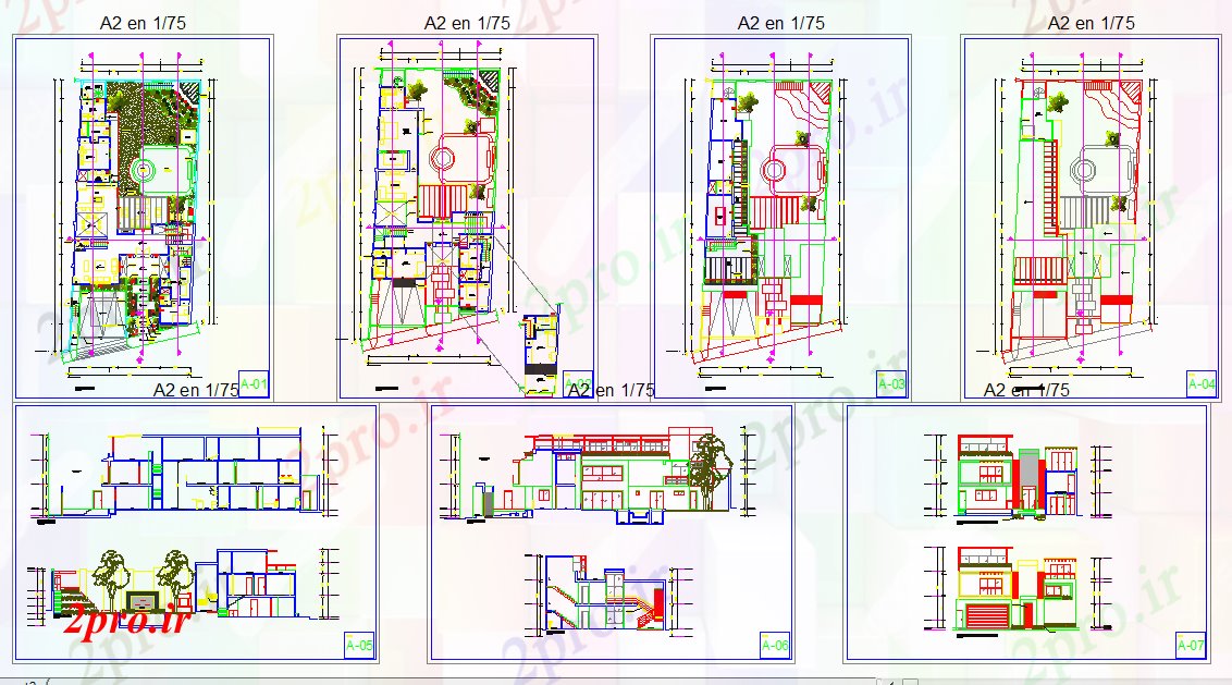 دانلود نقشه مسکونی ، ویلایی ، آپارتمان طراحی پروژه مسکن 14 در 32 متر (کد52504)