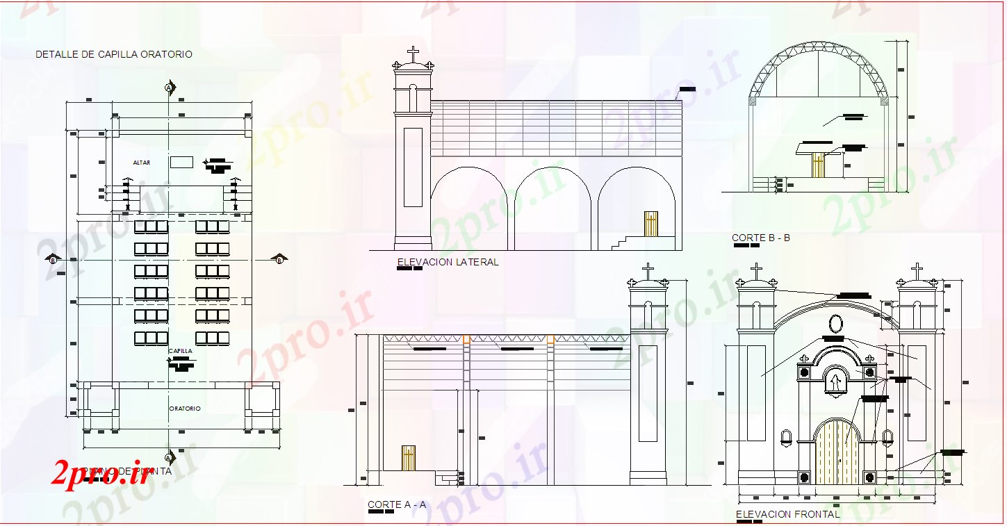 دانلود نقشه کلیسا - معبد - مکان مذهبی کلیسای  طرحی جزئیات (کد52527)