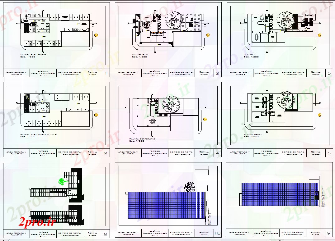 دانلود نقشه ساختمان اداری - تجاری - صنعتی طراحی ساختمان شرکت (کد52531)