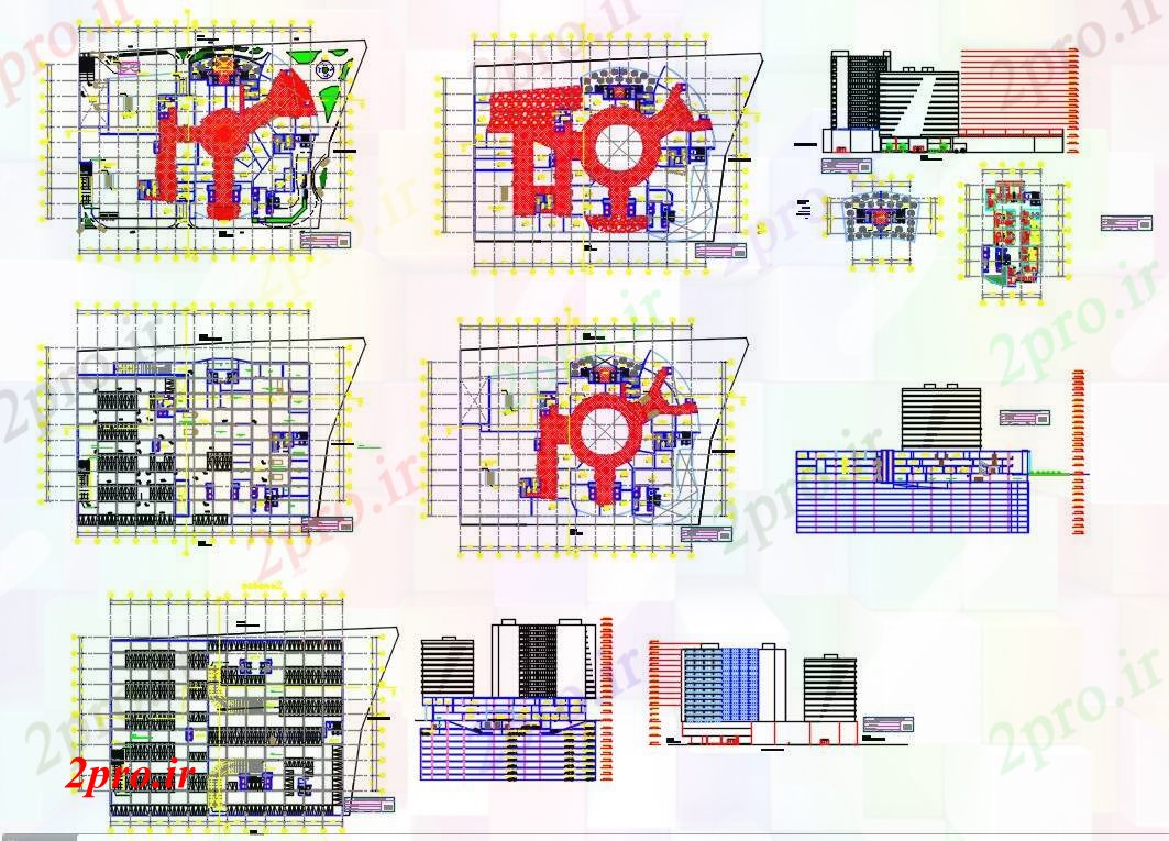دانلود نقشه هایپر مارکت - مرکز خرید - فروشگاه خرید طرحی بازاریابی مرکز 83 در 124 متر (کد52569)
