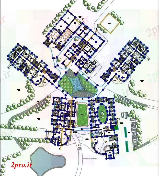 دانلود نقشه بیمارستان - درمانگاه - کلینیک طرحی بیمارستان Multispecialist 142 در 151 متر (کد52585)