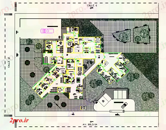 دانلود نقشه بیمارستان - درمانگاه - کلینیک بهداشت مرکز طراحی 36 در 59 متر (کد52589)