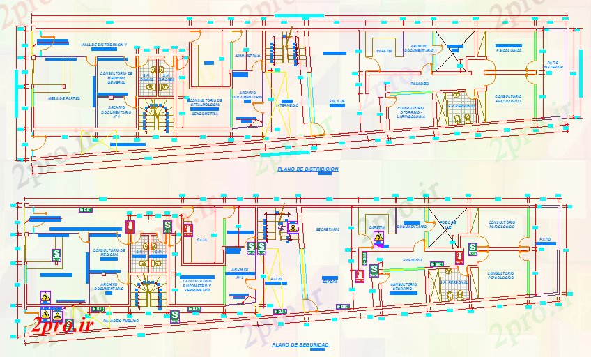 دانلود نقشه بیمارستان - درمانگاه - کلینیک کلینیک ساده طرحی پرونده 9 در 37 متر (کد52594)